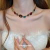Necklace Imitation Pearl Diamond Water Drop Flower Midancient Light Luxury Allmatching Design