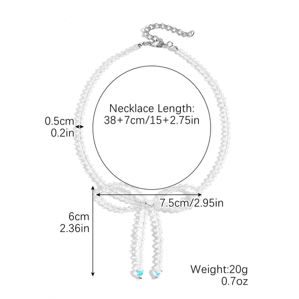 Necklace Imitation Pearl Geometric Beaded Bow Ballet Style Electroplating