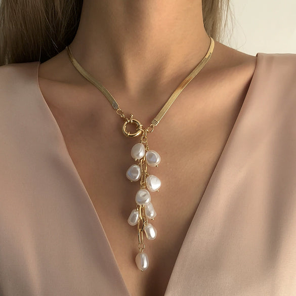 Necklace Imitation Pearl Geometric Copper Iron Electroplating Bone Chain