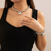 Necklace Imitation Pearl Geometric Round Bead Heart Shaped Electroplated Women's