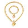 Necklace Imitation Pearl Geometric Round Bead Heart Shaped Electroplated Women's