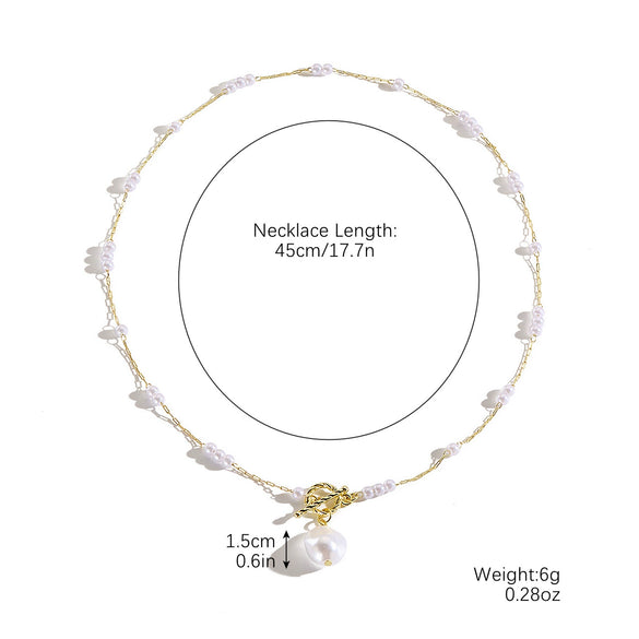Necklace Imitation Pearl Geometric Simple Electroplating Women's