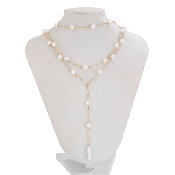 Necklace Imitation Pearl Geometric Style Electroplating