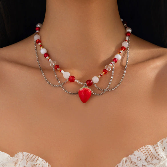 Necklace Imitation Pearl Mixed Gemstone Inlay Electroplating Geometric Animal Zodiac Style