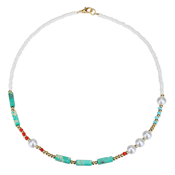 Necklace Imitation Pearl Rice Beads Imperial Stone Geometric Handmade