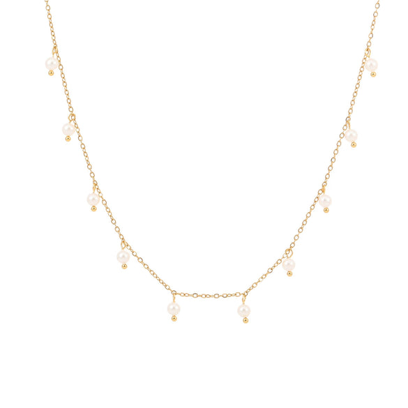 Necklace Imitation Pearl Tassel Stainless Steel Geometric Electroplated
