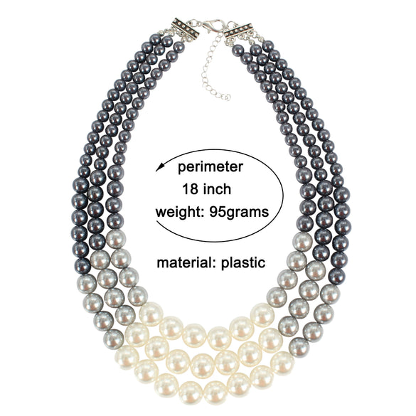 Necklace Imitation Pearl Ushaped Geometric British Retro Pearlescent Treatment Snake Bone Chain Women's