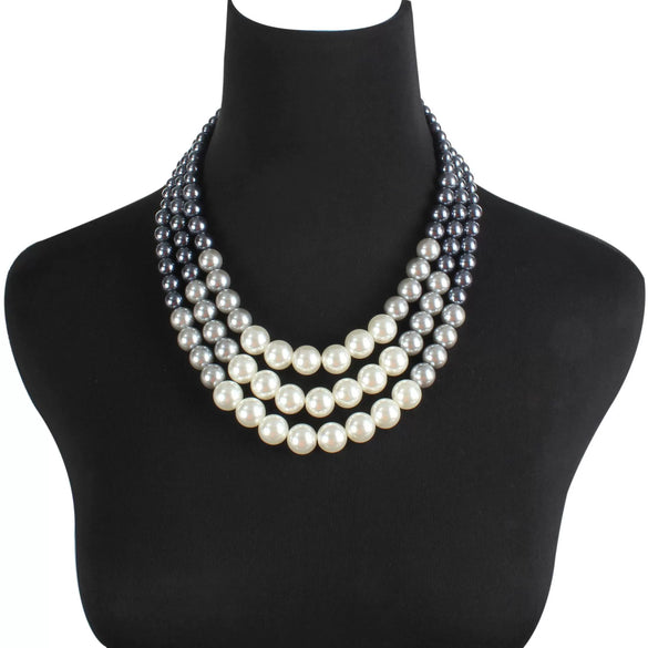 Necklace Imitation Pearl Ushaped Geometric British Retro Pearlescent Treatment Snake Bone Chain Women's