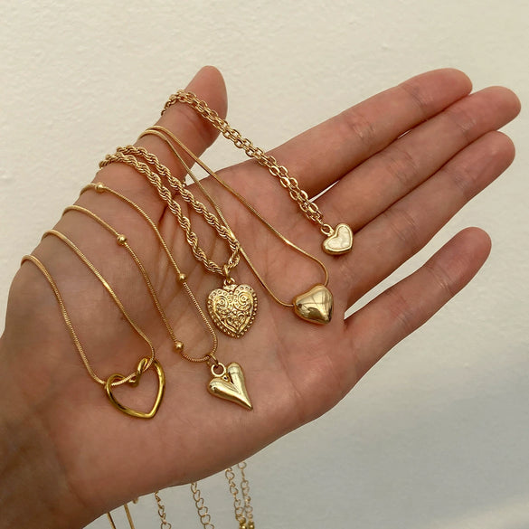 Necklace Iron Chain Alloy Heart Shape Geometric Electroplating For Women