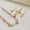 Necklace Iron Zinc Alloy Alloy Heart Geometric Shaped Set With Diamonds Clavicle Chain For Women