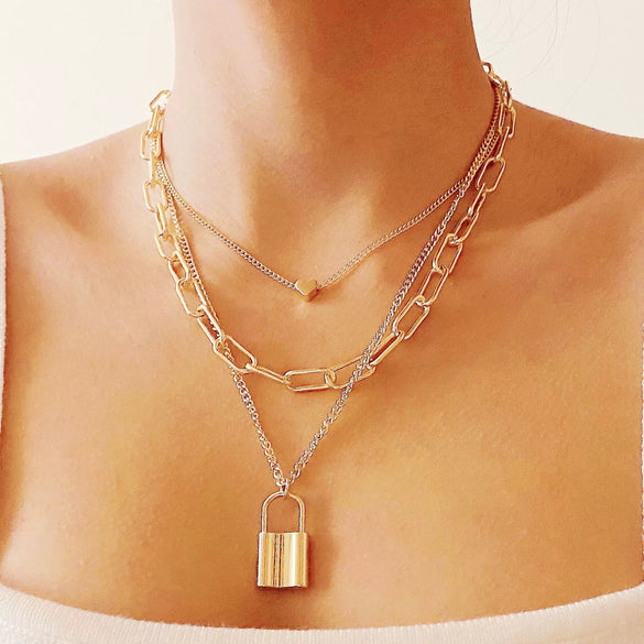 Necklace Jewelry Alloy Heart Electroplated Multi Layer All Match Women