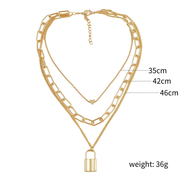 Necklace Jewelry Alloy Heart Electroplated Multi Layer All Match Women