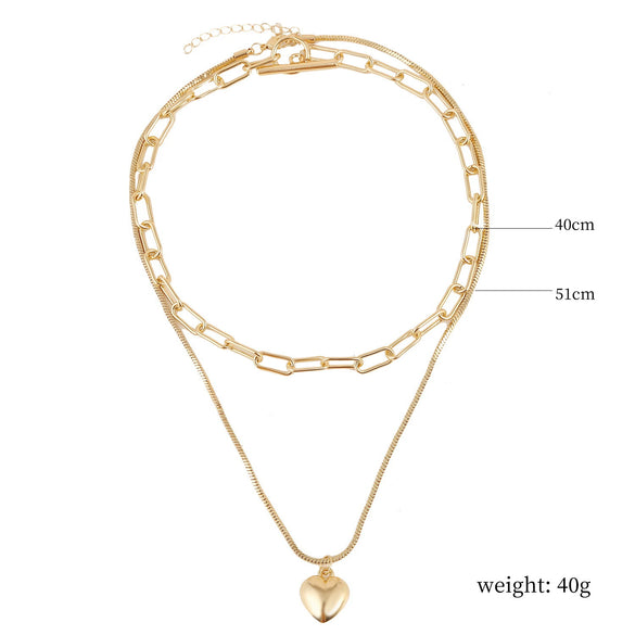 Necklace Jewelry Alloy Heart Electroplated Multi Layer All Match Women