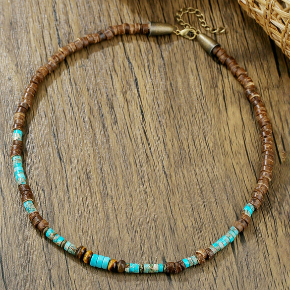 Necklace Jewelry Coconut Shell Imperial Stone Geometric Handmade For Men And Women