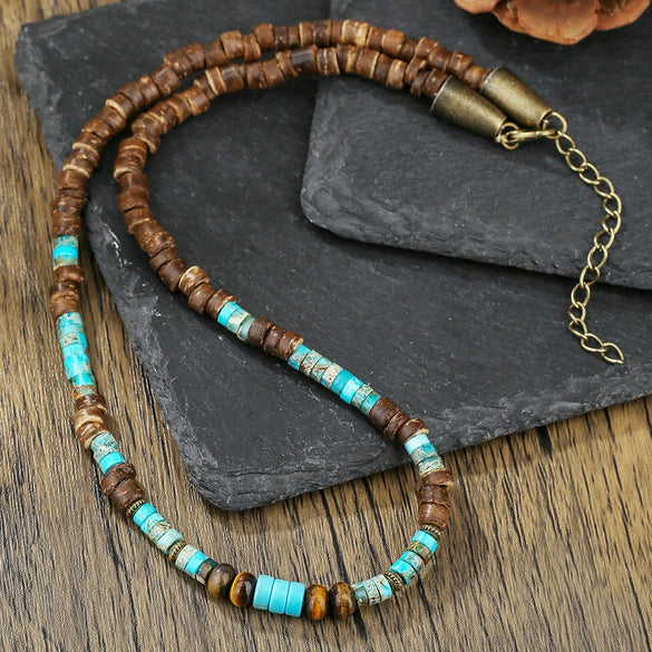 Necklace Jewelry Coconut Shell Imperial Stone Geometric Handmade For Men And Women