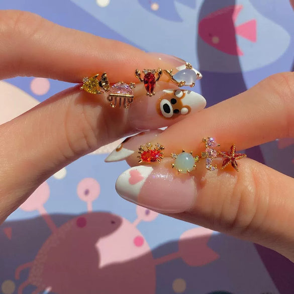 Necklace Jewelry Colorful Zircon Marine Animal Cross Chain Style