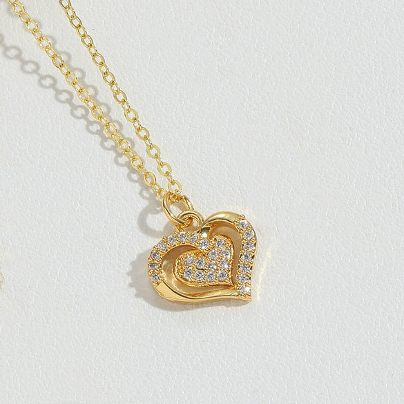 Necklace Jewelry Copper Heart Shape Pendant With Mixed Gemstone Setting And Electroplating O Word Chain For Women