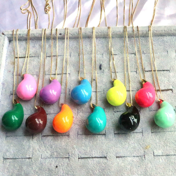 Necklace Jewelry Copper Mixed Gem Inlay Dropshaped Dripping Oil Clavicle Chain