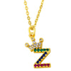Necklace Jewelry Copper Plated 18K Gold Crown Ushaped Geometric Letters Numbers Text Inlaid Zircon Pendant