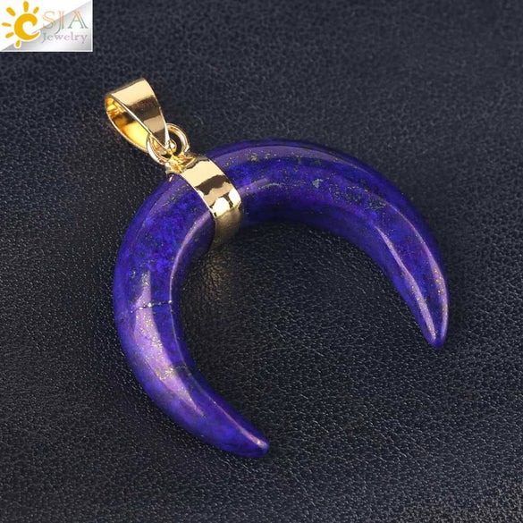 Necklace Jewelry Crystal Semiprecious Stone Moon Pendant Plated Gold Unisex Minimalist Natural Stone Copper Accessories