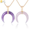 Necklace Jewelry Crystal Semiprecious Stone Moon Pendant Plated Gold Unisex Minimalist Natural Stone Copper Accessories