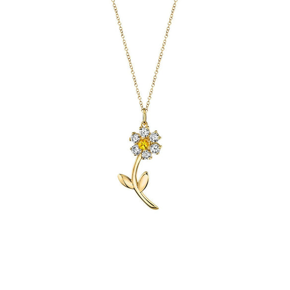 Necklace Jewelry Cute Flower Copper Mixed Gemstone Inlaid Zirconia Female Niche Creative