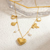 Necklace Jewelry Freshwater Pearl Heart Shape Geometric Titanium Steel Electroplated 18K Real Gold Pendant Clavicle Chain For Women