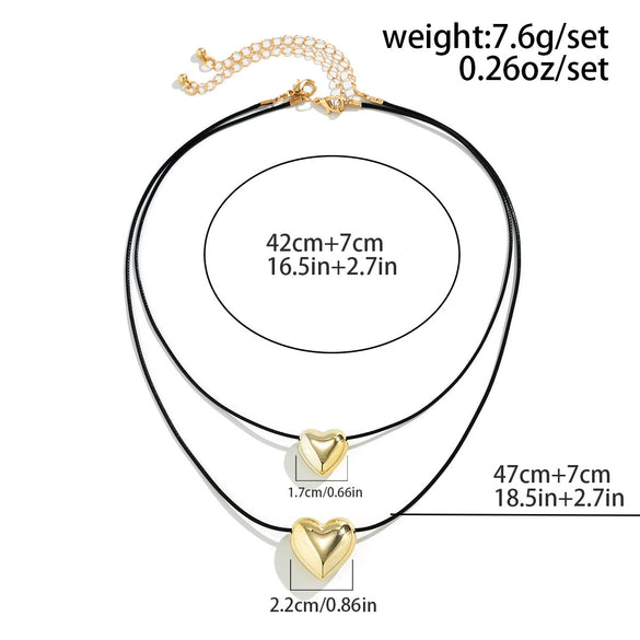 Necklace Jewelry Gothic Style Wax Line Heart Shaped Bow Geometric Electroplated