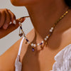 Necklace Jewelry Handmade 316L Stainless Steel Gold Plated Freshwater Pearl Natural Stone Geometric Style