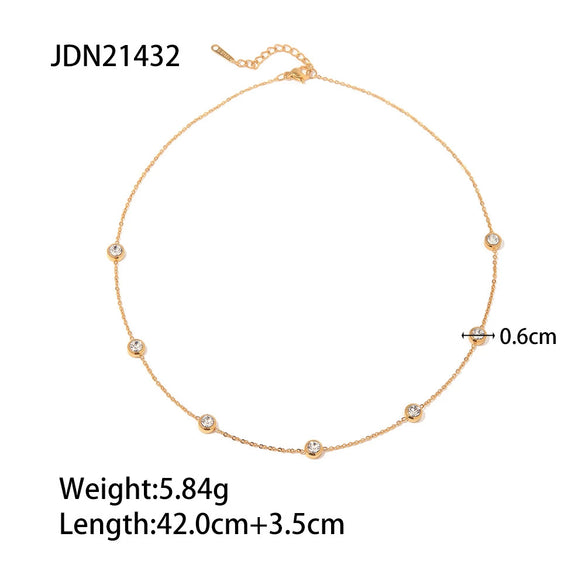 Necklace Jewelry Round Zircon Titanium Steel Geometric Electroplated