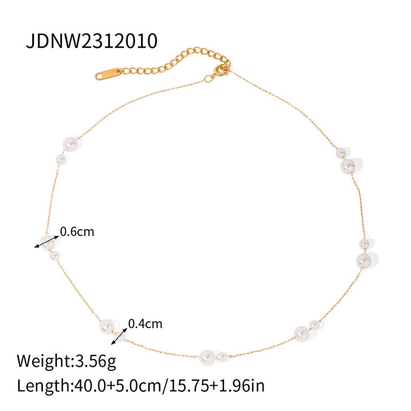 Necklace Jewelry Stainless Steel Pearl Electroplating Geometric For Women