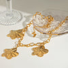 Necklace Jewelry Stainless Steel Titanium Steel Fivepetal Flower Pattern Exaggerated Retro Electroplating