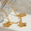 Necklace Jewelry Stainless Steel Titanium Steel Fivepetal Flower Pattern Exaggerated Retro Electroplating