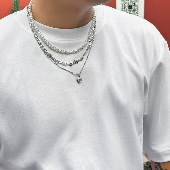 Necklace Jewelry Zinc Alloy Geometric Handmade Men's Hip Hop Thorn Glasses Clavicle Chain