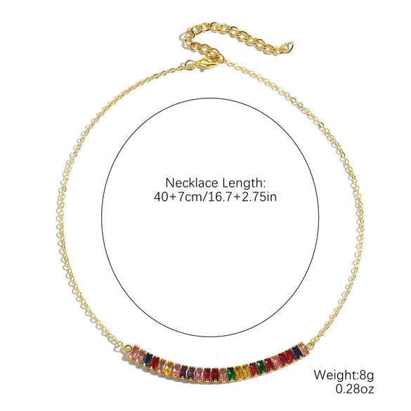 Necklace Jewelry Zircon And Organic Glass Rhombus Geometric Inlaid Simple Style For Women Ochain
