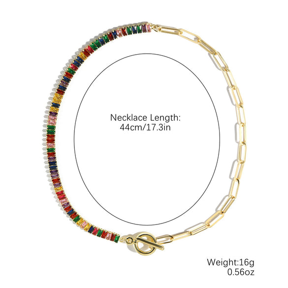 Necklace Jewelry Zircon And Organic Glass Rhombus Geometric Inlaid Simple Style For Women Ochain