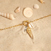 Necklace 18K Gold And Titanium Steel Conch Teeth Shell Crab Tongs Pendant Electroplated