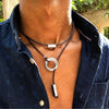 Necklace Leather Alloy Geometric Doublecircle Tassel Handmade