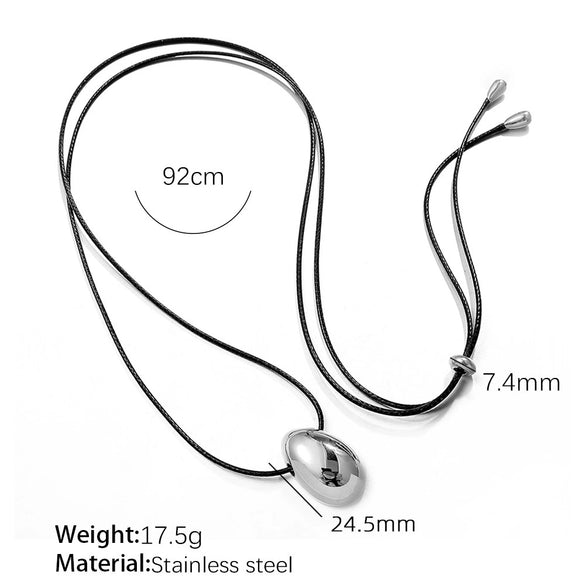 Necklace Leather Rope Pearl Goldplated Artificial Gemstones Semiprecious Stones 316L Stainless Steel Drop Shape Vervain Chain Women's