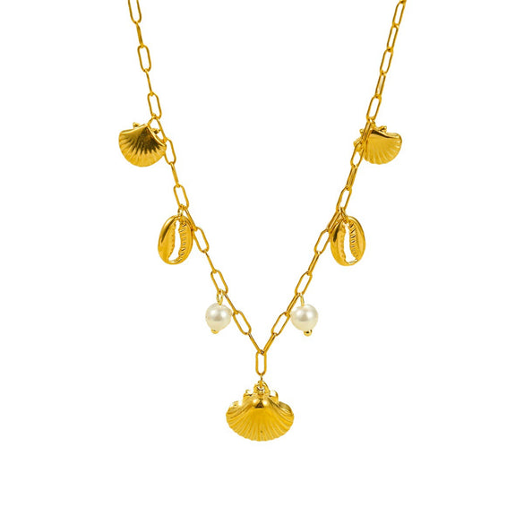 Necklace Marine Series Titanium Steel Shell Pearl Pendant Electroplated Stainless Steel 18K For Women