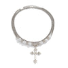 Necklace Men's Hiphop Imitation Pearl Cross Titanium Steel Alloy Geometric Handmade Jewelry