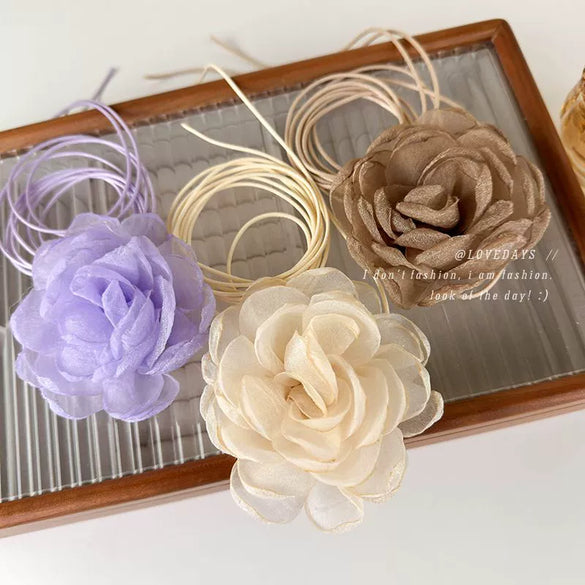 Necklace Mesh Wax Rope Chain Handmade Flower Design For Women