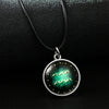 Necklace Metal Bamboo Chain Organic Glass Pendant Constellation Electroplating