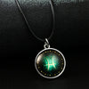 Necklace Metal Bamboo Chain Organic Glass Pendant Constellation Electroplating