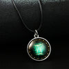 Necklace Metal Bamboo Chain Organic Glass Pendant Constellation Electroplating