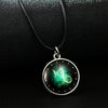 Necklace Metal Bamboo Chain Organic Glass Pendant Constellation Electroplating