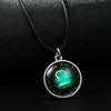 Necklace Metal Bamboo Chain Organic Glass Pendant Constellation Electroplating
