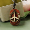 Necklace Metal Bronze Peace Symbol Geometric Leather Fuel Injection Pendant