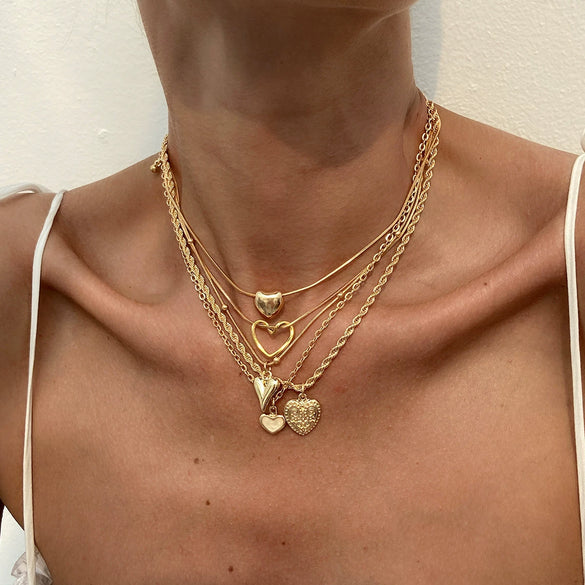 Necklace Metal Ribbon Bow Imitation Pearl Heart Shape Alloy Copper Electroplated