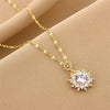 Necklace Mixed Gem Inlay Titanium Steel Geometric Electroplating Ochain For Women